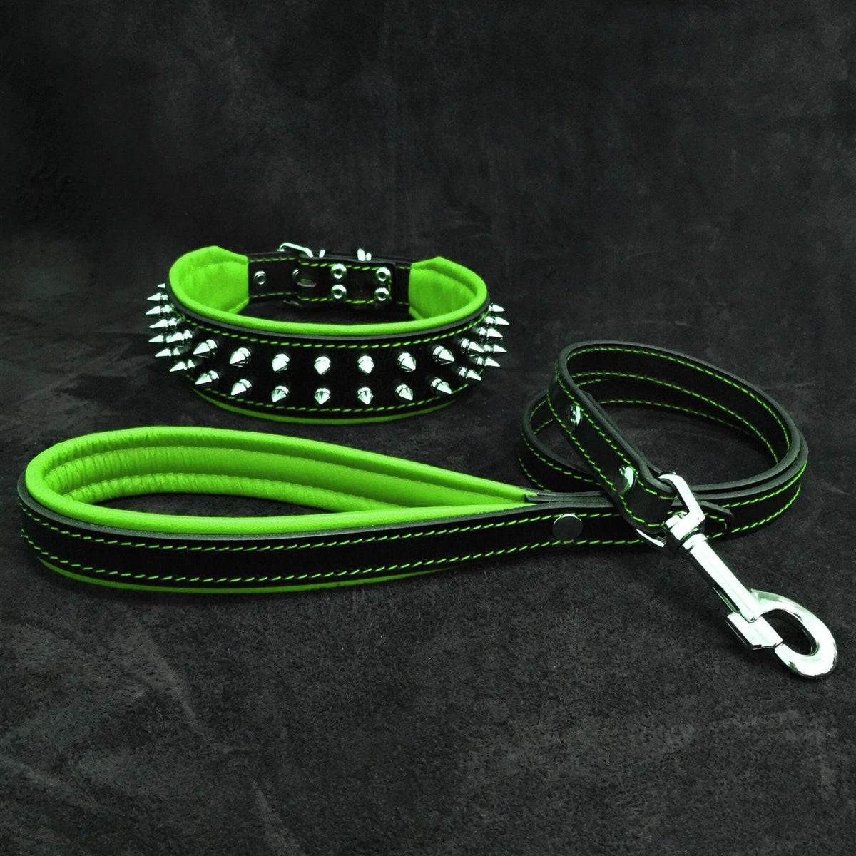 Set collar y correa Frenchie verde para perros - conjunto premium a juego - MITZON