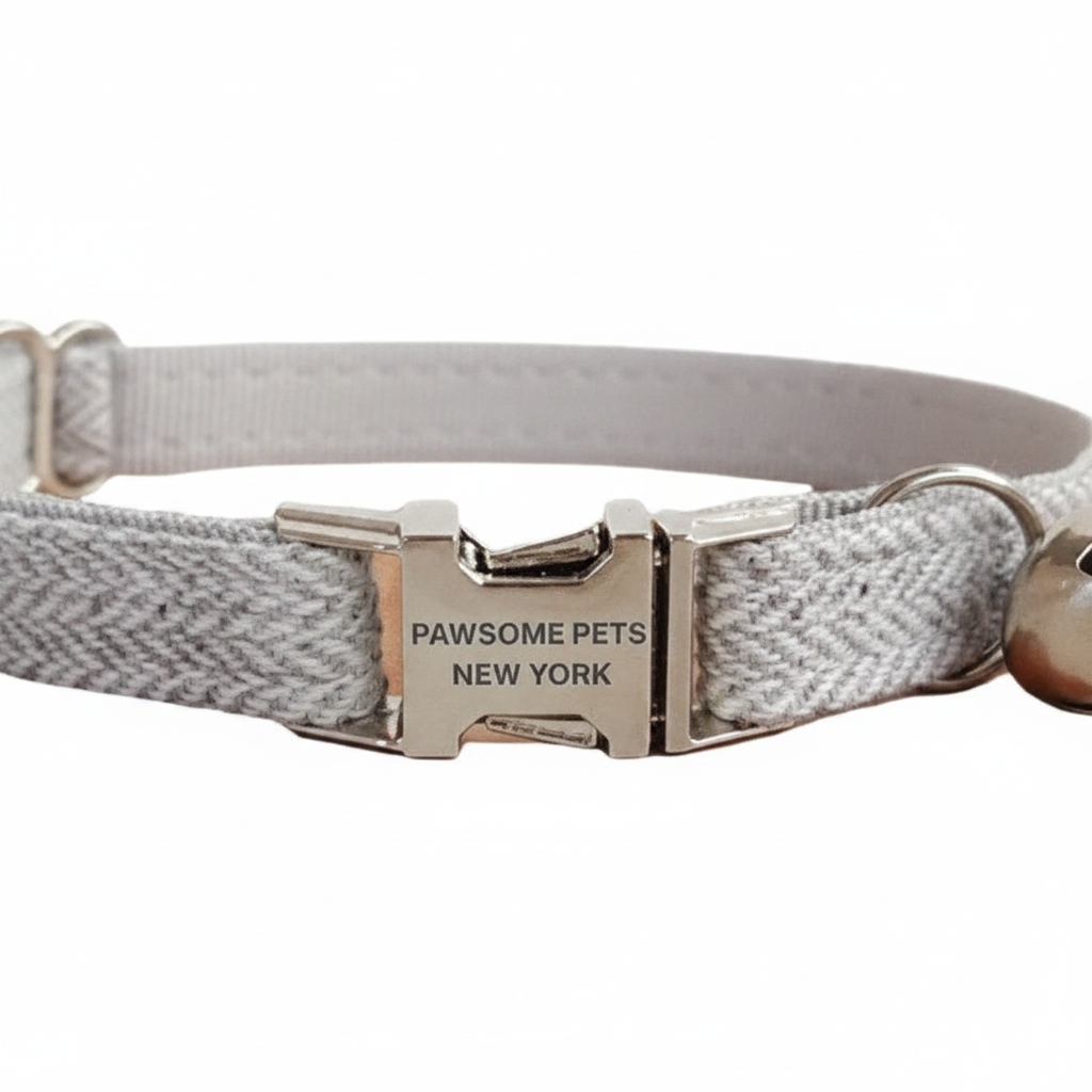 COLLAR PARA PERRO Y GATO DE TAMAÑO PEQUEÑO - GRIS PLATEADO