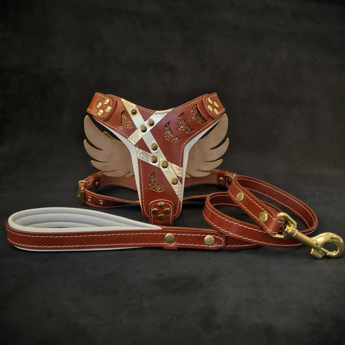 Set Hermes arnés y correa para perros - accesorio de lujo inspirado en alta moda - MITZON