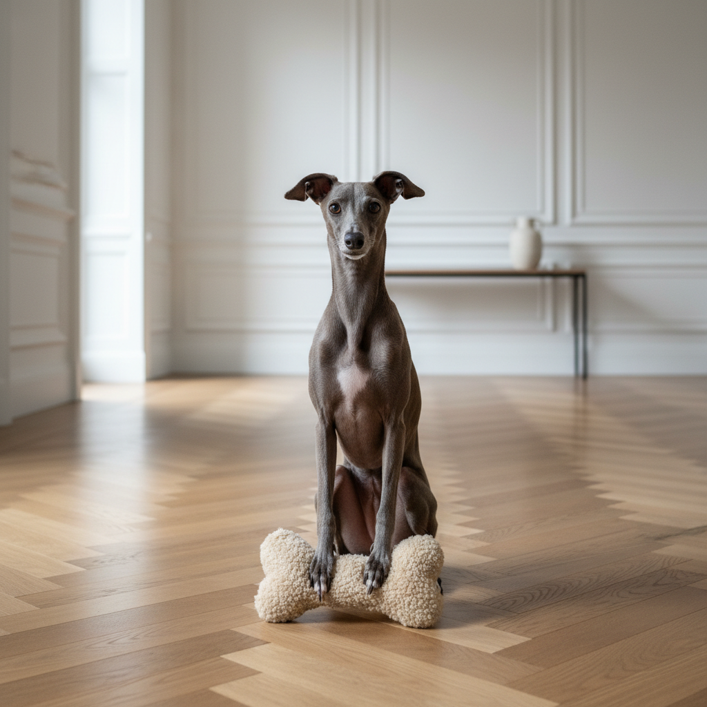 Juguete de piel de oveja natural para perros - Hueso - Beige