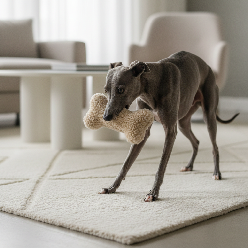 Juguete de piel de oveja natural para perros - Hueso - Beige