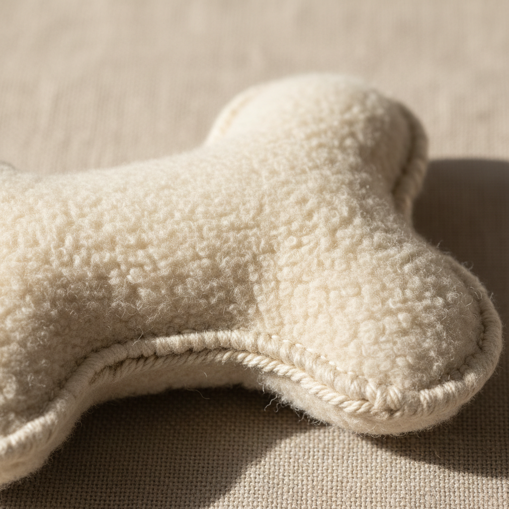 Juguete para Perros de Piel de Cordero Natural - Hueso - Blanco