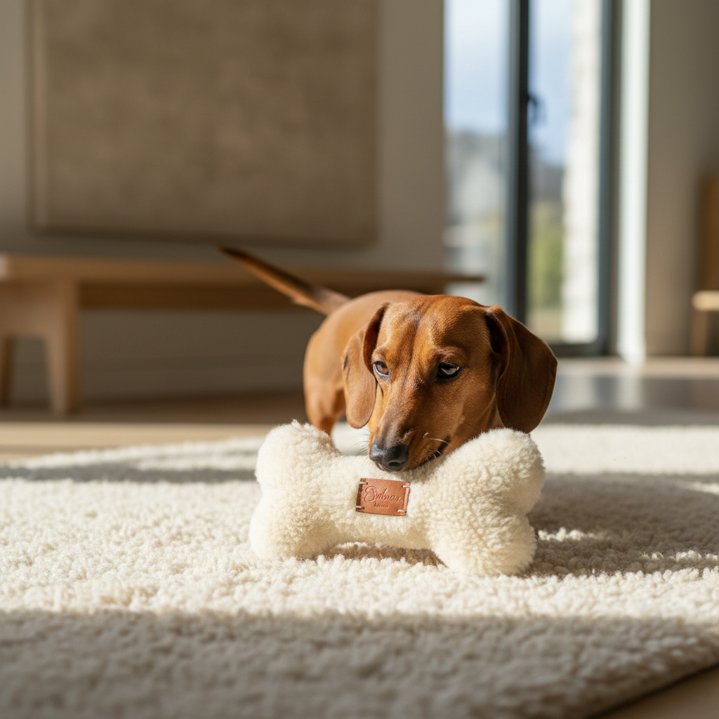 Juguete para Perros de Piel de Cordero Natural - Hueso - Blanco