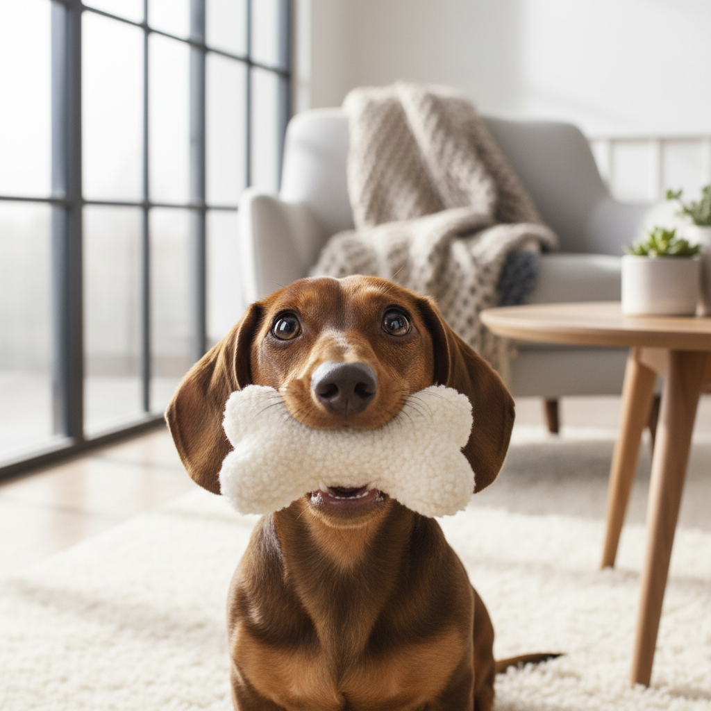 Juguete para Perros de Piel de Cordero Natural - Hueso - Blanco