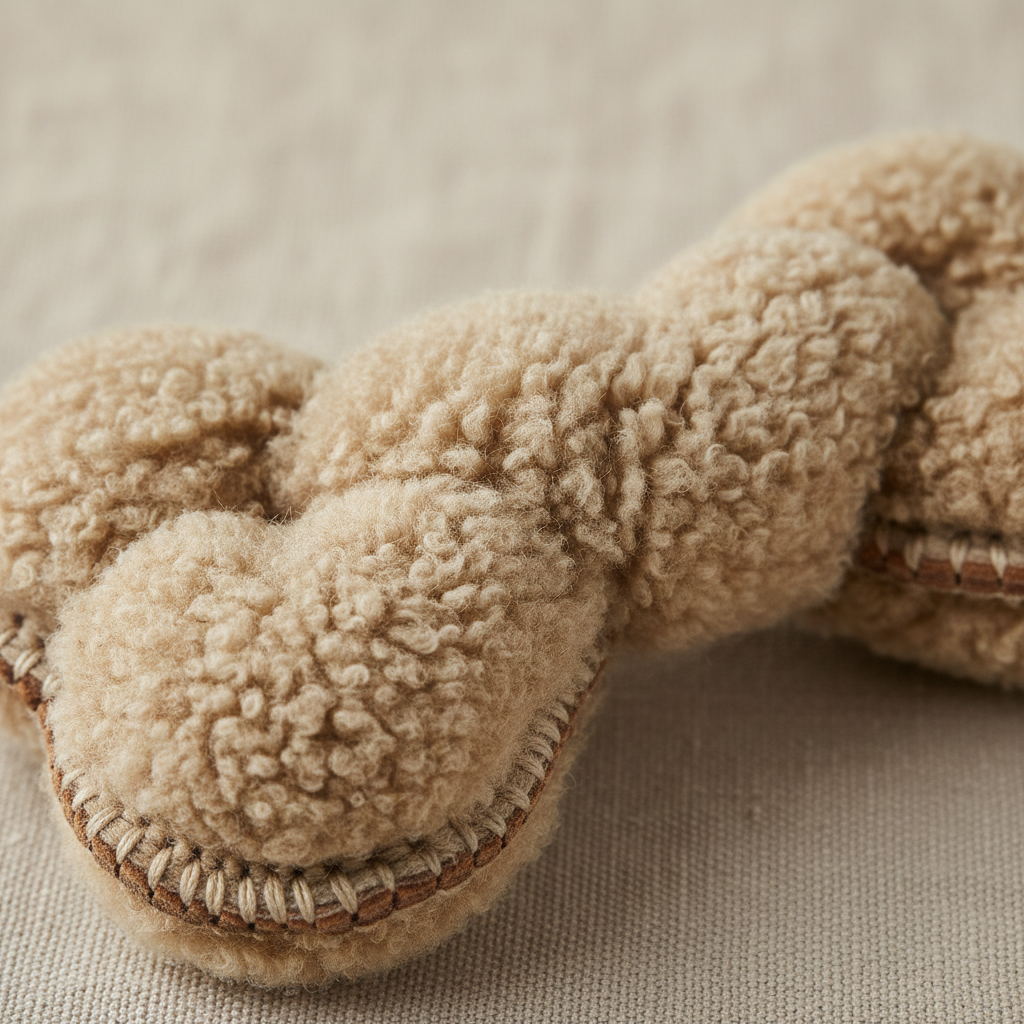 Juguete mordedor de piel de oveja natural para perros - Beige