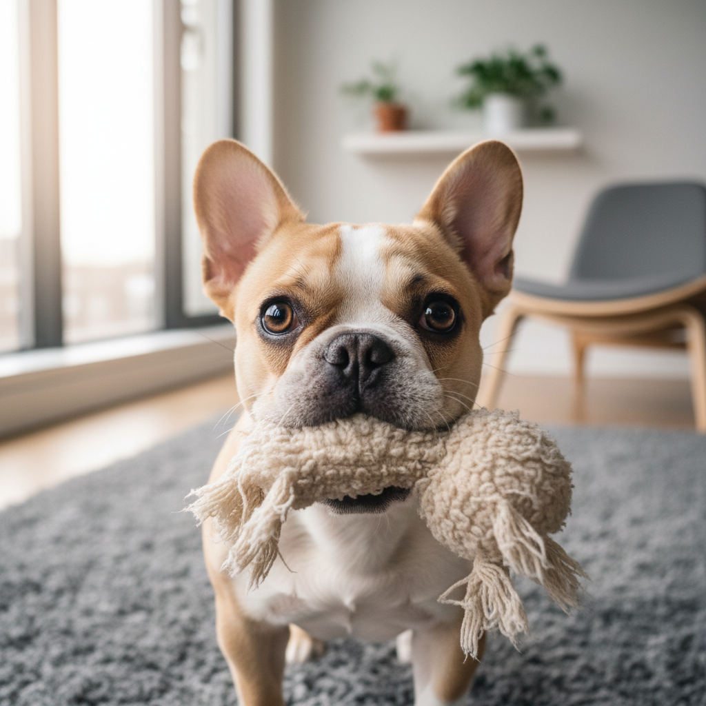Juguete mordedor de piel de oveja natural para perros - Beige