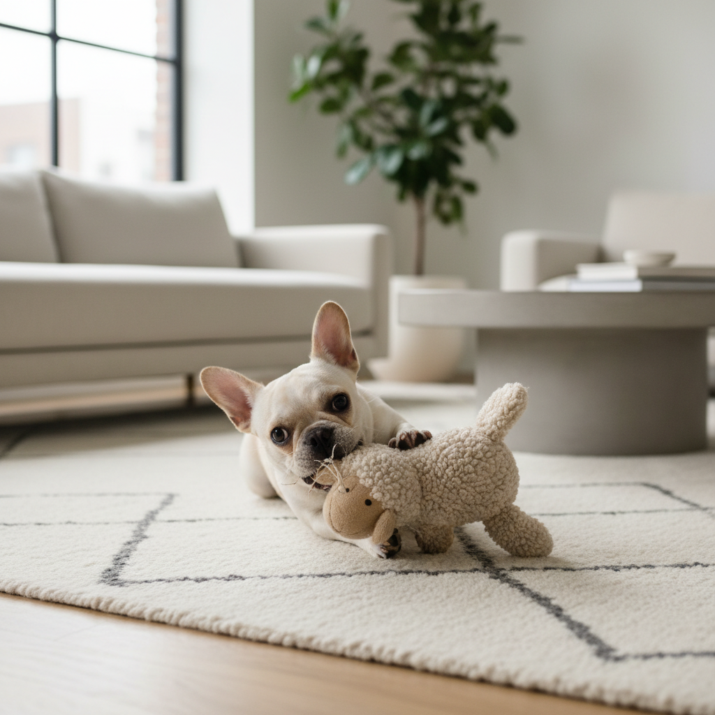 Juguete mordedor de piel de oveja natural para perros - Beige