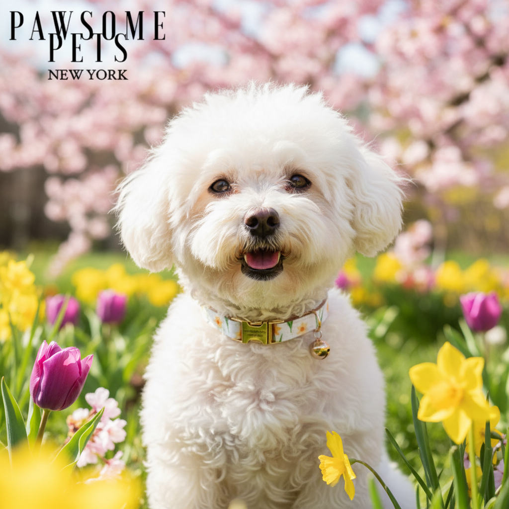 COLLAR PARA PERRO Y GATO PEQUEÑO - FLORES CAQUI
