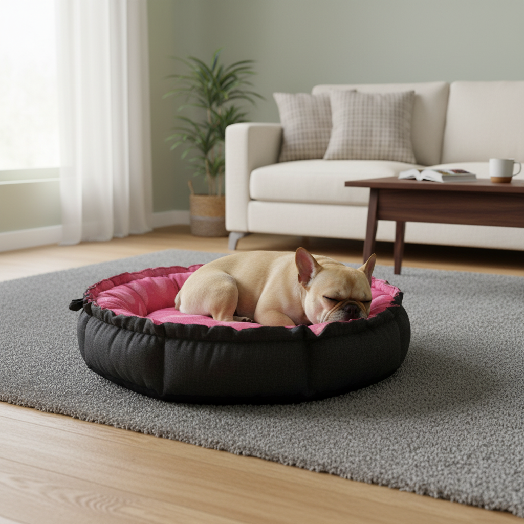 Cama Corazones Rosa MITZON - bulldog français