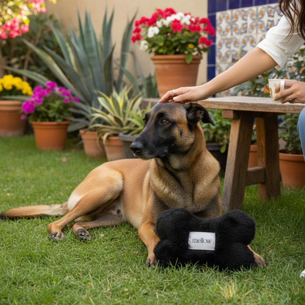 Hueso piel oveja perros negro juguete natural MITZON