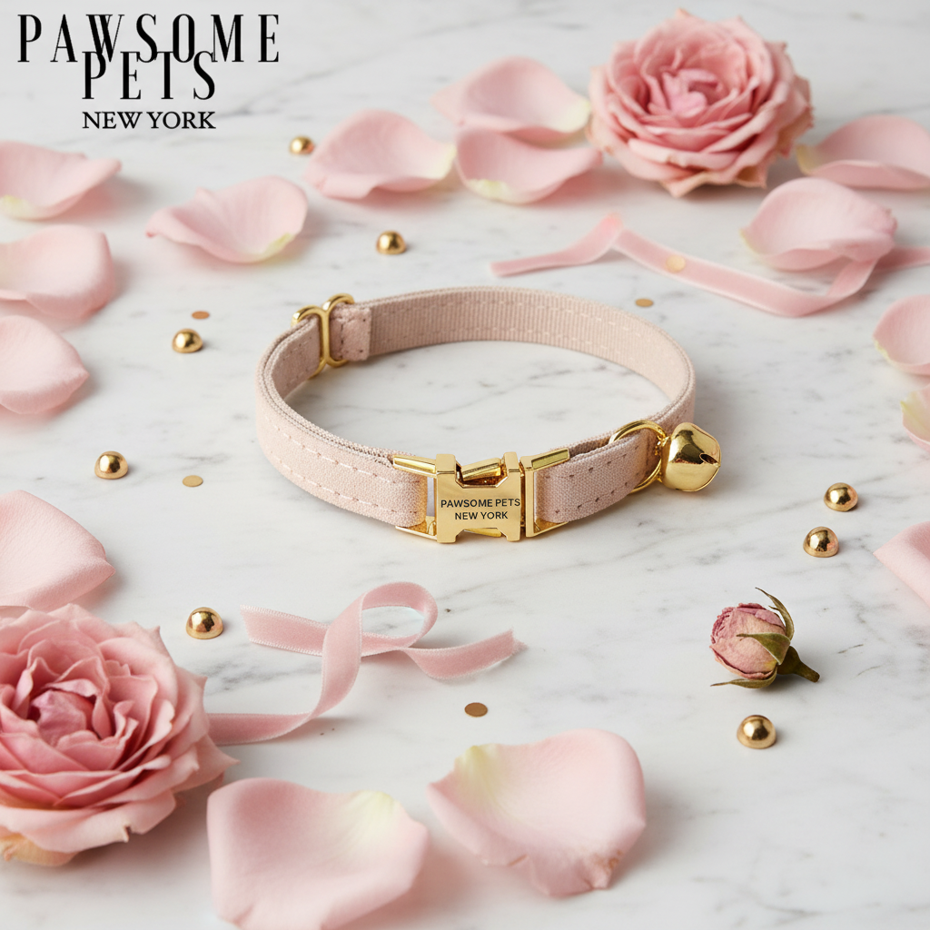 COLLAR PARA PERRO Y GATO TALLA PEQUEÑA - BLANCO ROSADO