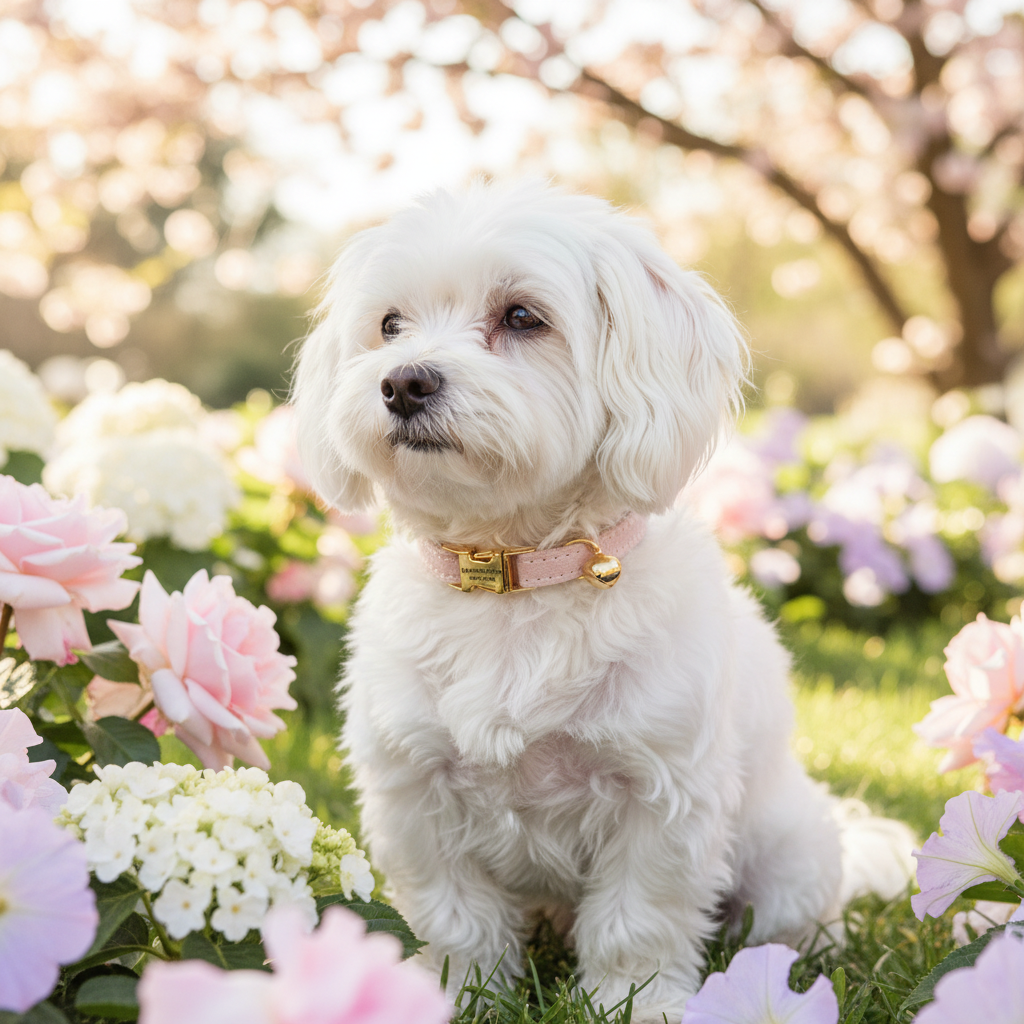 COLLAR PARA PERRO Y GATO TALLA PEQUEÑA - BLANCO ROSADO