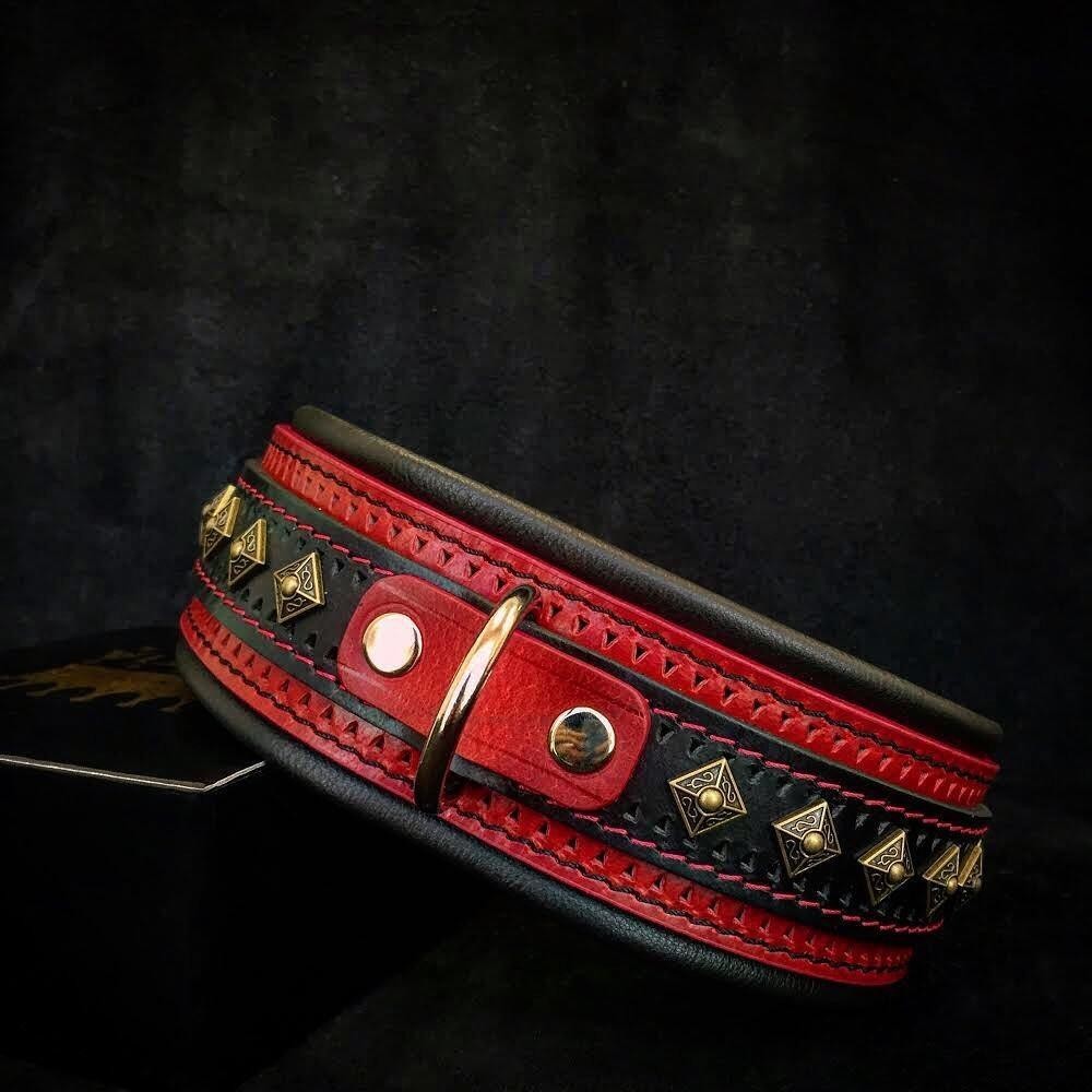 Detalle collar Balteus rojo para perros - material premium MITZON